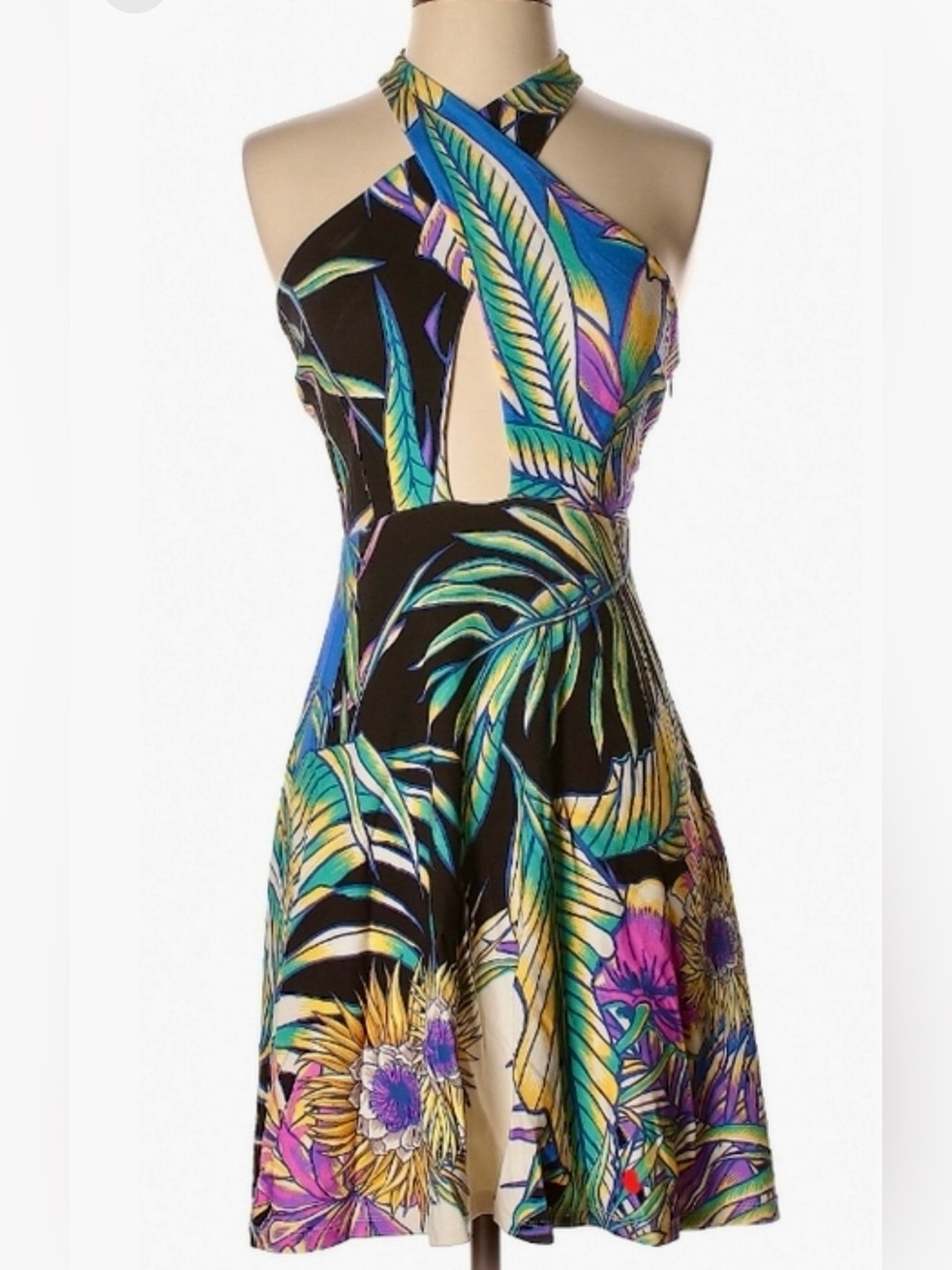 Mara Hoffman Cut Out Halter Criss Cross Keyhole top Dress S